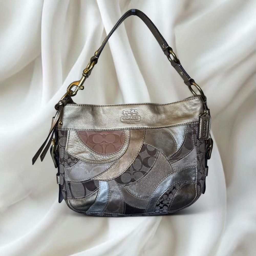 Y2K Coach zoe limited edition gold mosaic patchwork leather hobo bag
